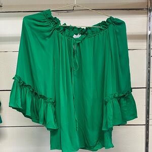 Milly Vibrant Green Ruffled Blouse